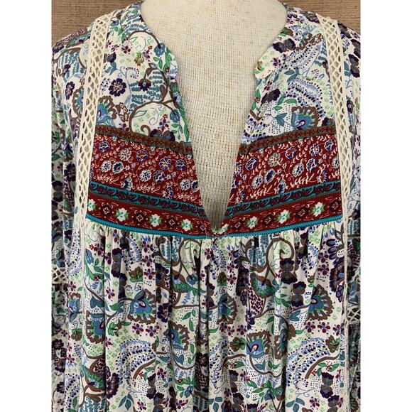 SUNDANCE CATALOG Jessamyn Lace Peasant Boho Rayon Blouse Size Large - Picture 2 of 11